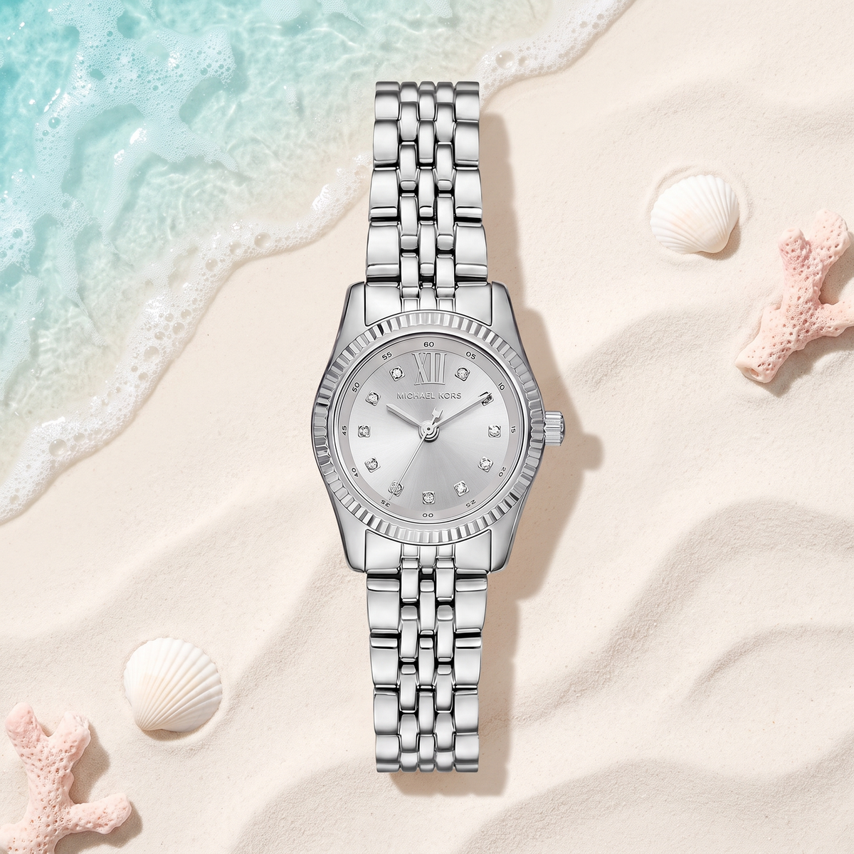 Montre Michael Kors Petite Lexington Silver 26 mm, cadran champagne argenté – TIJD&CO