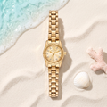 Montre Michael Kors Micro Lexington, cadran champagne à index sertis de cristaux, bracelet doré, TIJD&CO