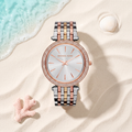 Montre Michael Kors Darci Tricolore, cadran serti de cristaux, bracelet trois métaux, TIJD&CO