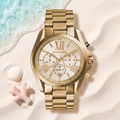Montre Michael Kors Bradshaw Gold, chronographe doré, boîtier 43 mm, TIJD&CO