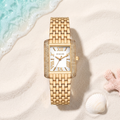 Montre Michael Kors Emery, boîtier rectangulaire doré, cadran blanc, TIJD&CO