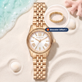 Montre Michael Kors Little Lexington Gold 26 mm, cadran doré chiffres romains, bracelet doré – bracelet offert – TIJD&CO